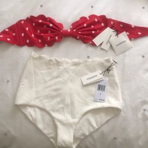 Marysia high-waisted white scallop bikini bottoms